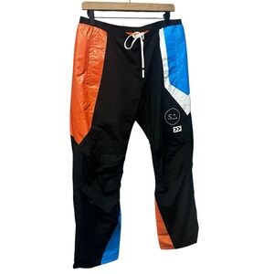 ColorBlock Tech Pants Black Orange Blue Men's Size Large Brand Black